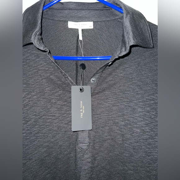 Rag & Bone NWT Black Ribbed Long Sleeve Polo - Picture 6 of 10